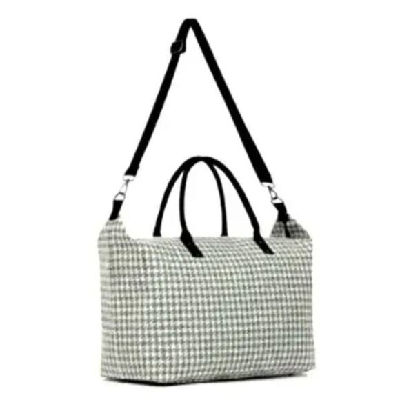 Lulu‎ Dharma NWT Green Houndstooth Weekender Bag Large Tote Carryon Travel - Picture 1 of 11
